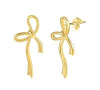 ALEXCRAFT Ohrstecker aus 925er-Sterlingsilber mit Schleife für Damen und Mädchen, hypoallergen, lange Quasten-Ohrringe mit Schleife aus 18-karätigem Gold für Hochzeit, Party, Schmuck, Geschenke