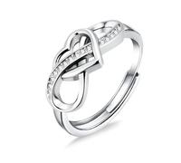 ALEXCRAFT Ring für Damen - Verstellbarer Herz Ring Symbol Infinity Verlobungsring mit Zirkonia Unendlichkeit Promise Ring Zirkonia Silberringe Trauringe Hochzeitsringe Antragsring Ringe