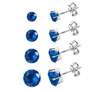 ALEXCRAFT Royal Blue Ohrringe Silber 925 Ohrstecker Set For Damen Herren Hypoallergen Multipack Ohrringe Damen(3,4,5,6MM)