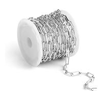 ALEXCRAFT Silber Gliederkette Chain Edelstahl Kabel Metallkette Kette Meterware Halsketten Kette Bulk für DIY Schmuck(12 Füße,4x10mm)