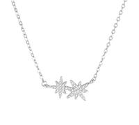 ALEXCRAFT Silber Halskette für Damen, Glänzende Diamant Anhänger Kette Stilvolle Schicke Stern Schneeflocke Kette Diamant Halskette Charm Schmuck für Hochzeitsfeiern