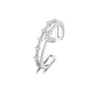 ALEXCRAFT Silber Ringe Damen, Doppelring Offen Verstellbar Herz Ringe Verlobungsring Eheringe Engagement Ring Offene Stapeln Daumen Ring Einfacher Damenring Geschenk für Damen