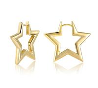 ALEXCRAFT Stern Ohrringe Gold 14K Goldener Creolen Klein Damen Ohrringe Vergoldete Geschenk für Frauen Freundin Mama Mädchen