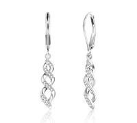 ALEXCRAFT Zirkonia Ohrringe Silber 925 Hängend Geschenk für Damen Frauen | Ohrringe Hängend Lange Blitz CZ Zirkon Strass Stein Twist Unendlichkeits Herz Wassertropfen Ohrhänger Creolen mit Anhänger