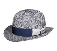 Alfonso D’Este Spencey Flower Melone Stoffhut Bowler Baumwollhut Damen/Herren - Made in Italy mit Futter, Ripsband Sommer Frühling-Sommer - S (54-55 cm) Denim