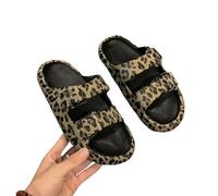 AlHECE Hausschuhe Damen Sommer Frauen Leopard Print Plattform Hausschuhe Casual Dicke Sohle Innen- Und Outdoor Sandalen Paar Strandschuhe-Schwarz-38