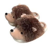 AlHECE Hausschuhe Damen Winter Frauen Nettes Zuhause Plüsch Hausschuhe Karikatur Igel Warmes Futter Fluffige Gemütliche Flache rutschfeste Sohle Damenschuhe-A-39-40