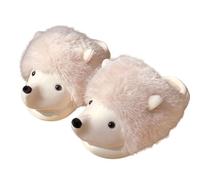 AlHECE Hausschuhe Damen Winter Frauen Nettes Zuhause Plüsch Hausschuhe Karikatur Igel Warmes Futter Fluffige Gemütliche Flache rutschfeste Sohle Damenschuhe-B-37-38