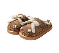 AlHECE Hausschuhe Damen Winter Warme Hausschuhe Anti-Rutsch Und Höhe Erhöhen Dicke Sohle Plüsch Baumwollschuhe Für Innen- Und Außenfrauen-A-39-40