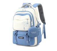 AlHECE Schulrucksack Kinder Rucksack Mit Purse High School Schüler Schultaschen Kinder wasserdichte Schulbeutel Teenager-Blau