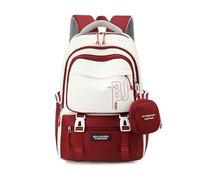 AlHECE Schulrucksack Kinder Rucksack Mit Purse High School Schüler Schultaschen Kinder wasserdichte Schulbeutel Teenager-Rot