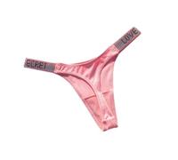 AlHECE Unterwäsche Frauen Panties Glänzender Buchstaben Strass Sexy Unterwäsche Slips Low Rise G-String Sport Tanga Feste Farbe Frauen-Rosa-S