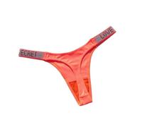 AlHECE Unterwäsche Frauen Panties Glänzender Buchstaben Strass Sexy Unterwäsche Slips Low Rise G-String Sport Tanga Feste Farbe Frauen-Orange-L