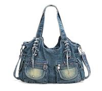 Alice Fan Denim-Tasche für Damen Hobo-Tasche Jeans großes Fassungsvermögen lässig mehrere Taschen Schultertasche