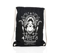 Alice im Wunderland Mirror black Gymbag schwarz, Kordeldurchzugverschluss, Maße: 37 x 46 cm, Fassungsvermögen: 12 Liter, Größe:onesize