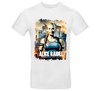 Alice Weidel T-Shirt Deutschlands letzte Hoffnung Lara Croft Kanzlerin Design, Weiß, XL