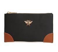 Alice Wheeler London Bee Brompton Purse - Kompakte leichte Geldbörse mit goldenem Bienen-Emblem, veganem Lederbesatz & Reißverschlusstasche hinten - 18 x 10,5 cm - Blaugrün, Oliv, Stein, Schwarz