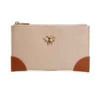 Alice Wheeler London Bee Brompton Purse - Kompakte leichte Geldbörse mit goldenem Bienen-Emblem, veganem Lederbesatz & Reißverschlusstasche hinten - 18 x 10,5 cm - Blaugrün, Oliv, Stein, Schwarz