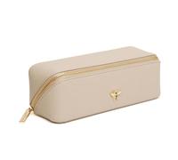 Alice Wheeler London Bee Mini Makeup Train Case - Compact Concertina Faltbarer Beauty Organizer mit Goldbiene & Reißverschluss - Reisefreundlich - 20 x 7,5 x 7,5 cm - Schwarz, stone, S, Ausklappbarer