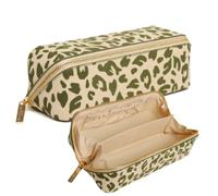 Alice Wheeler London Bee Mini Makeup Train Case - Compact Concertina Faltbarer Beauty Organizer mit Goldbiene & Reißverschluss - Reisefreundlich - 20 x 7,5 x 7,5 cm - Schwarz, Olivgrüner