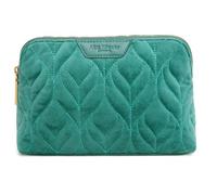 Alice Wheeler London Gesteppte Samt Kosmetiktasche für Damen - Luxus Make-up Tasche mit Reißverschluss - Elegante Kulturtasche & Reise Kulturbeutel - Beauty Organizer - 23 x 13.5 x 6.5 cm, blaugrün