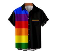 Alidamo Herren Hemden LGBT Gay Pride Regenbogen Sommer Button Down Hawaiihemd Geschenk, B, XX-Large