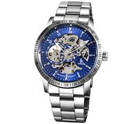 Alienwork IK Automatikuhr Armbanduhr Herren Damen Silber Edelstahl Metallarmband Blau Skelett