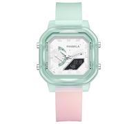 Alienwork Kids Digital Kinderuhr Mädchen Grün Silikon-Armband Mehrfarbig Kalender Weiss Chronograph Multi-Funktion Sportlich