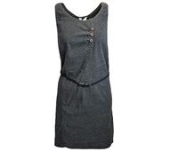 alife & kickin Kleid Damen Jerseykleid Camelia, Gepunktet, Schwarz mit Knöpfen und Gürtel, XXL