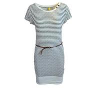 alife & kickin Kleid Sommerkleid Strandkleid CocoAK Damen Jerseykleid, Gestreift, Kurzarm mit Gürtel, Weiß-Schwarz Gr. XXL