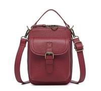 ALINUOYQ Damen-PU-Umhängetasche, doppelter Reißverschluss, Unterarmhandtasche for den täglichen Gebrauch (rot) (Stil 3)