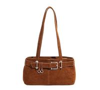 ALINUOYQ Retro-Achselhöhlentasche aus Wildlederimitat, Gürtel, Umhängetasche, Tragetasche for Damen (braun)