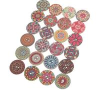 Alipis 100 Stück Boho Holzknöpfe 20mm mit Blumenmuster Bunte Selbstgemacht Nähknöpfe für Kleidung Mantelknöpfe Handgefertigte Zierknöpfe für Basteln und Textilien Zufällige Farbe