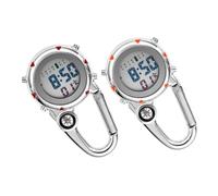 Alipis 2 Stück Multifunktionale Edelstahl Karabineruhr Leuchtende Taschenuhr für Outdoor Camping Wandern Unisex Robust Praktisch Ablesbar Dunkelheit