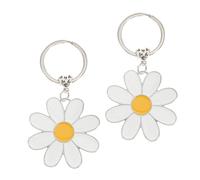 Alipis 2 Stück pack Niedliche Kleine Gänseblümchen Schlüsselanhänger aus Metall Legierung Vielseitig Einsetzbar als Autoschlüssel und Taschenanhänger Weiße Florale Dekoration