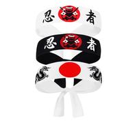 Alipis 3 Stück Ninja Stirnbänder aus Atmungsaktivem Polyester Japanische Samurai Karate Stirnbänder für Herren und Damen Vielseitige Fitness und Koch Accessoires
