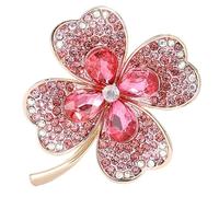 Alipis Elegante Irische Kleeblatt Brosche für Damen aus Legierung mit Strasssteinen Leicht und Vierblättrig Rosa Schmuck für Festliche Anlässe und Alltagskleidung
