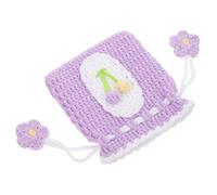 Alipis Leichtes Gehäkeltes Münzfach aus Wollgarn Modische Kleine Stricktasche mit Kordelzug zur Aufbewahrung von Münzen und Kopfhörern