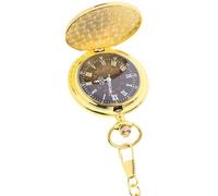 Alipis Retro Taschenuhr mit Zwei Zifferblättern, Gold, Legierung, Quarz | Lange Kette, Lesbar, Klassische und Moderne Optik, Dekorativ, für Herren, Geschenkidee