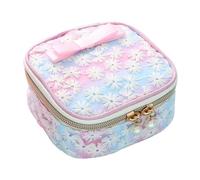 Alipis Sanitary Towel Storage Pouch mit Reißverschluss Kleine Quadratische Organizer Tasche aus Baumwolle mit Besticktem Netz Tragbar für Reisen Büro Bindentasche Unterwegs Farbverlauf