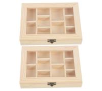 Alipis Schmuckkästchen Holz mit 10 Fächern und Transparentem Deckel 2 Stück Selbstgemacht Aufbewahrungsbox für Kinderzimmer und Bastelkurse Unbehandelte Holzkiste für Kreative Projekte