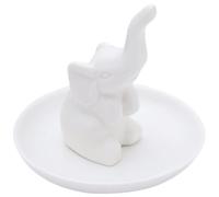 Alipis Schmucktablett zum Aufbewahren und Präsentieren von Ringen und Schmuck aus Keramik Weißes mit Elefantenmotiv Dekorative Schmuckablage für Badezimmer und Zuhause