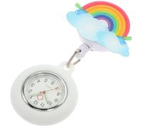 Alipis Taschenuhr für Krankenschwestern mit Silikonclip Einziehbar mit Abnehmbarem Deckel Regenbogenmuster als Geschenk für Frauen und Mädchen