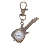 Alipis Vintage Gitarren Taschenuhr mit Quarzwerk, Hängeuhr für Studenten | Legierung und Glas, Kaffee Farbton, mit Römischen Ziffern und Deckel, als Taschen und Taschenanhänger