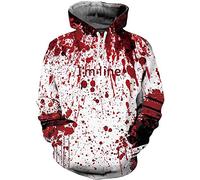 ALISISTER Unisex 3D Druck Hoodies Kapuzenpullover Furchtbar Bloody Digital Pullover Hoody Sweatshirt Langarm Halloween Party Kapuzenjacken mit Fleece-Innenseite L
