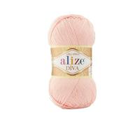 Alize 100 % Mikrofaser-Acryl, Diva, Seideneffekt, Strickgarn, Sport, Häkelgarn, 4 Knäuel, 400 g, Farbe 143 Puder