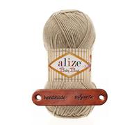 ALIZE 100g Baby Best 256 Beige Premium Wolle babyweich ohne Fusseln für Babykleidung Decken und Accessoires hautfreundlich pflegeleicht für das ganze Jahr mit mySearose Label