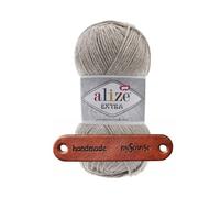 ALIZE 100g Extra 152 Beige Melange Premium Wolle weiches Strickgarn für Accessoires Hausschuhe und kreative Wohlfühlprojekte mit mySearose Label