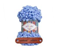 ALIZE 100g Puffy Fine 112 Blue Premium Wolle Schlaufengarn Fingerstrickgarn kuschelweich für Decken, Kissen und Wohnaccessoires stricken ohne Nadeln mit mySearose Label