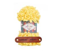 ALIZE 100g Puffy Fine 113 Yellow Premium Wolle Schlaufengarn Fingerstrickgarn kuschelweich für Decken, Kissen und Wohnaccessoires stricken ohne Nadeln mit mySearose Label